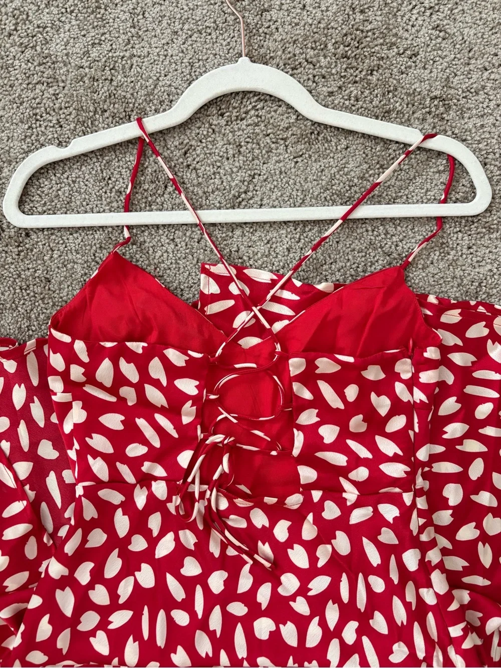 Hello Molly Red and White Printed Midi Slip Dress - Picture 10 of 12
